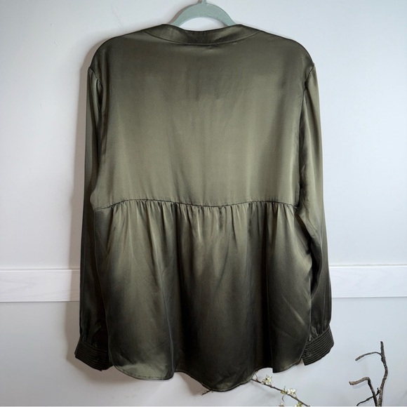 Ruti Sleek Olive Blouse 100% Silk for Women - Picture 8 of 9